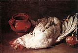 Hen Canvas Paintings - Still-Life with Hen, Onion and Pot